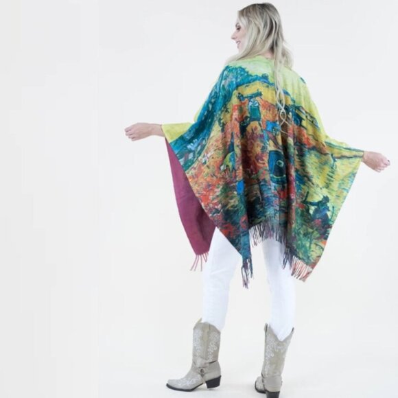 Van Gogh Collection Artistic Print Cape/Wrap (Brand New) - Red Vinyard - Picture 2 of 5